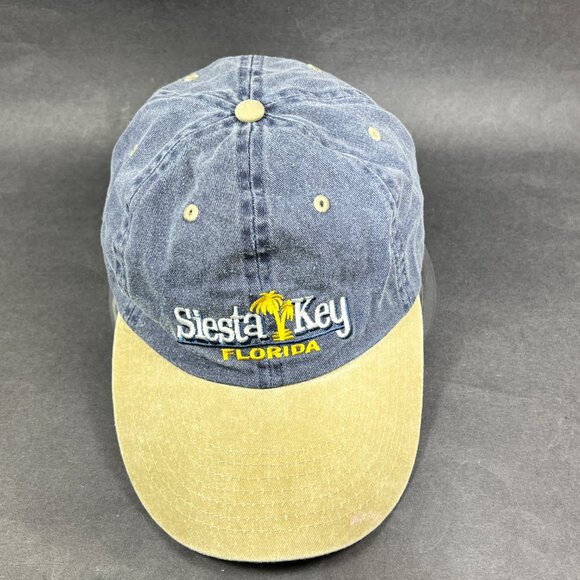 Siesta Key Florida Strap Back Hat Cap Distinctive Blue Distressed Souvenir Mens - Picture 7 of 12